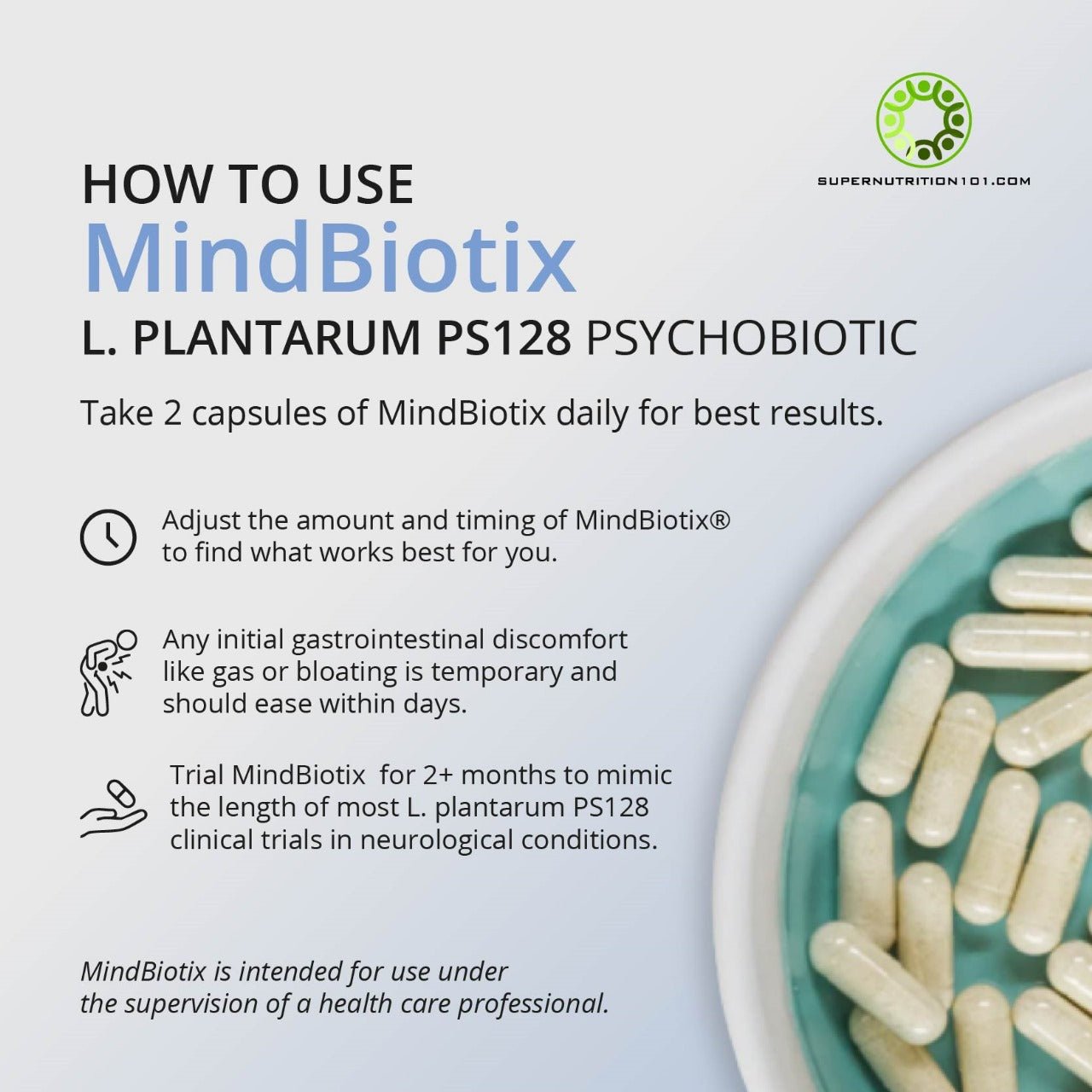 MindBiotix Lactobacillus plantarum PS128 — 60 Billion CFU (60 Capsules) - Supernutrition101