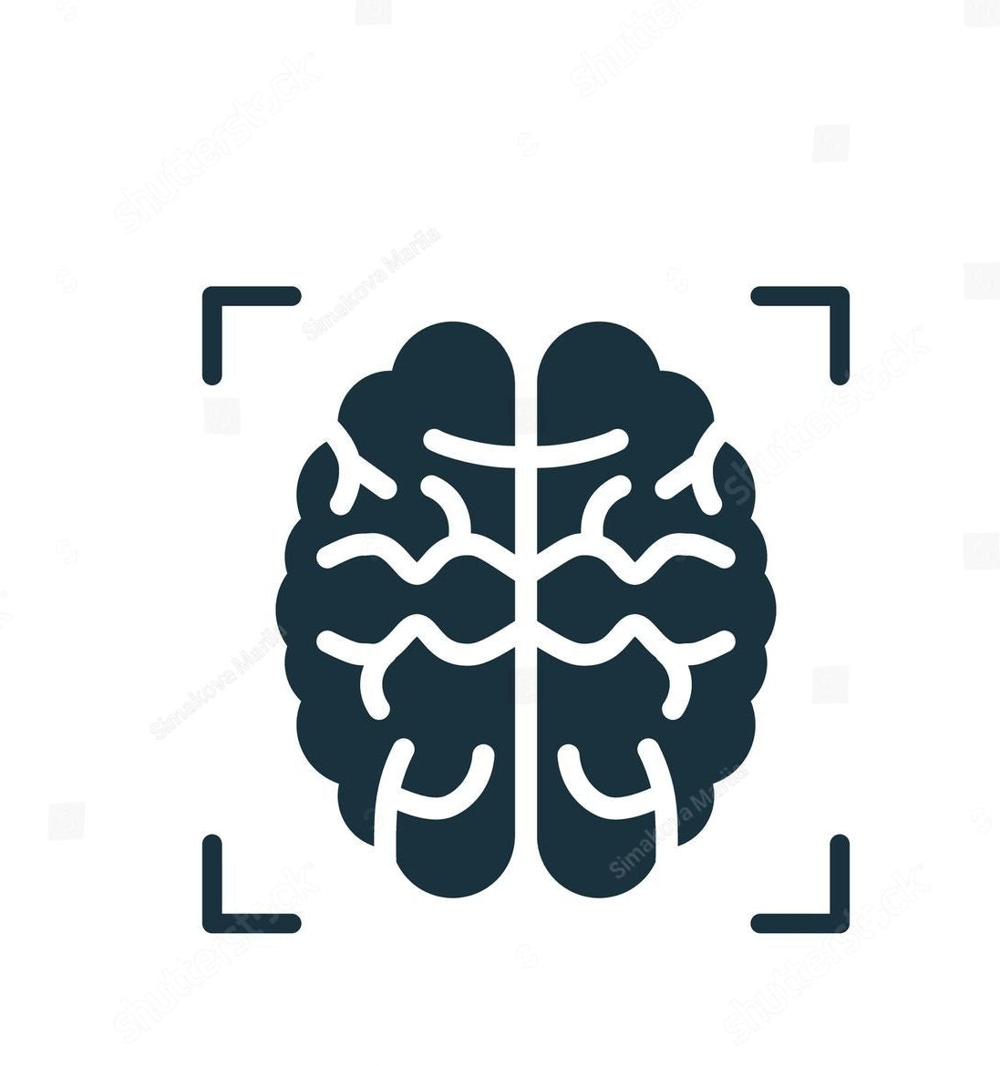 Icon of a brain with 'MIND FOCUS' text on a white background