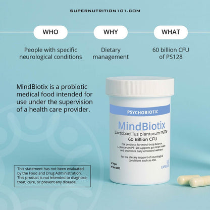 MindBiotix Lactobacillus plantarum PS128 — 60 Billion CFU (60 Capsules) - Supernutrition101